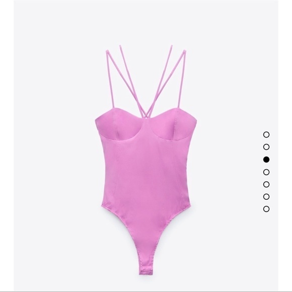 Zara Tops - NWT ZARA  SATIN-EFFECT STRAPPY BODYSUIT Pink Size Small Ref 4661/480